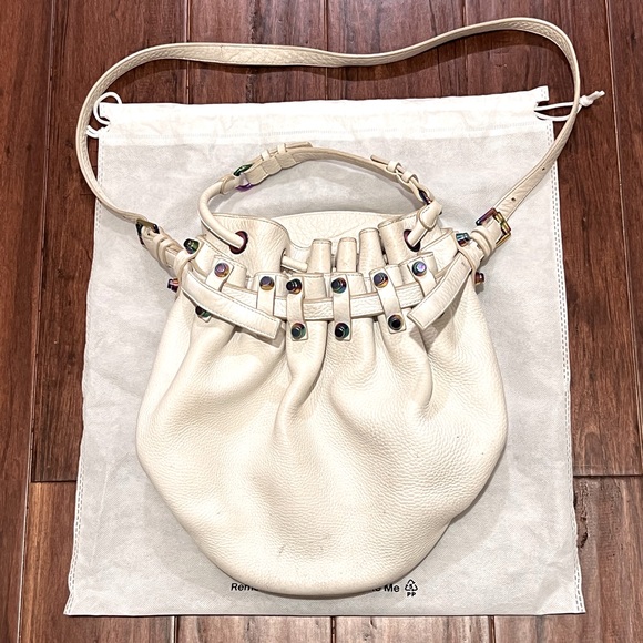 Alexander Wang Rockie Bucket Tote Iridescent oil slick hardware two way crème - Picture 5 of 12
